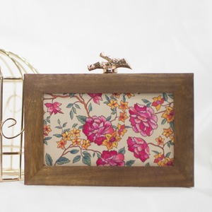 Vintage Wooden Bohemian Clutch Embroidered Parrot Pattern for Fleur De Lis Design Magnetic Closure Shoulder Chain Women Handbag - Product Image 6