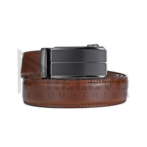 Ceinture formelle en cuir Relevo pour homme, en cuir de vachette, boucle à verrouillage automatique, boucle en acier, durable, ceintures de mode streetwear - Product Image 2