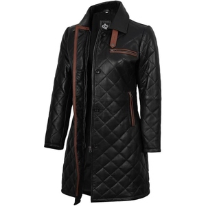 Manteau long en cuir véritable de qualité supérieure pour femme, classique, élégant, coupe ajustée, veste d'hiver tendance, style personnalisé - Product Image 1