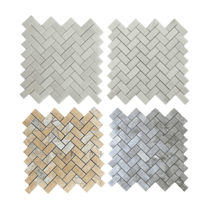 กระเบื้องโมเสคหินอ่อนสีขาวคริสตัล Hastone ลายก้างปลา ขัดเงา หนา 10 มม. กันน้ำ เป็นมิตรกับสิ่งแวดล้อม รับประกัน 5 ปี - Product Image 1