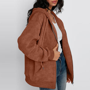 Sweat à capuche oversize pour femme, fermeture éclair, toutes tailles disponibles, fournisseur direct d'usine, vêtements décontractés, sweats à capuche zippés pour femmes - Product Image 3