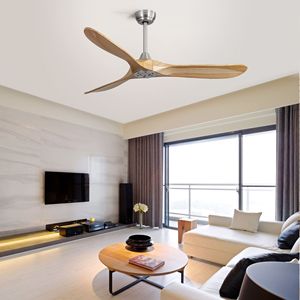 Ventilatore da soffitto per esterni da 60 pollici con motore DC e telecomando, 3 pale in legno massello, senza luce - Product Image 3