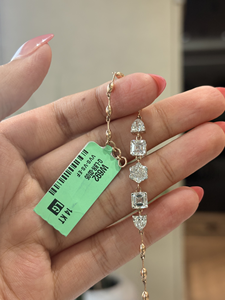 Pulsera Contemporánea de Oro de 14K con Diamantes Cultivados en Laboratorio, 4.10 Ct, Corte Asscher Hexagonal Seminavette, Regalo de Compromiso para Mujer, Joyería Fina de Lujo - Product Image 2