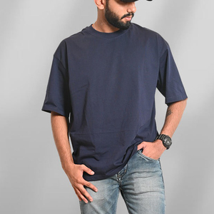 เสื้อยืดโอเวอร์ไซส์ผู้ชาย ผ้าคอตตอนหนา 100% ทรงบ็อกซี่ ไหล่ตก สไตล์สตรีทแวร์ลำลอง ทรงหลวม  แบบเรียบๆ สำหรับใส่เองได้ - Product Image 6