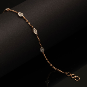 Pulsera de Eslabones con Diamantes Multicorte de 0.098 CTW en Oro Rosa de 14K, Joyería Fina Elegante, Estilo Clásico de Lujo - Product Image 1