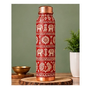 <b>Copper</b> <b>Water</b> <b>Bottle</b> With Traditional Chinese Elephant Pattern Portable Travel Thermos - Product Image 1