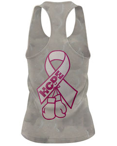 Camiseta sin mangas de punto casual para mujer, con lazo rosa para la concienciación sobre el cáncer de mama, cuello redondo, longitud regular, estampado por sublimación - Product Image 2