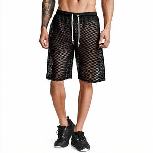 กางเกงชายหาดผ้าตาข่ายโพลีเอสเตอร์ 100% แบบกำหนดเองได้ น้ำหนักเบา แห้งเร็ว กางเกงตาข่ายลำลองสำหรับผู้ชาย กางเกงตาข่ายซีทรูสำหรับผู้ชาย - Product Image 4