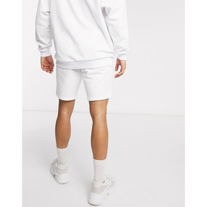 Pantalones Cortos Bermuda de Algodón Blanco para Hombre, Cintura Media, Elásticos, Casuales, de Color Sólido, Transpirables, Estilo Tejido - Product Image 1