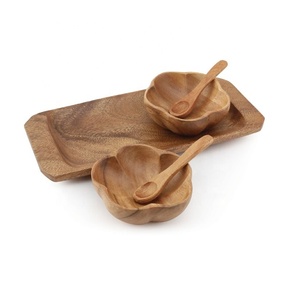 Cuenco de madera de Acacia ecológico con bandeja y cuchara, producto de madera, venta al por mayor, Hotel y restaurante para el hogar - Product Image 2