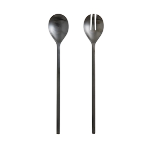 Juego de servidores de ensalada de acero inoxidable negro para eventos de boda al mejor precio - Product Image 1