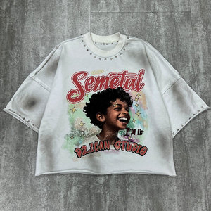 เสื้อยืดผู้ชายทรงปกติ คุณภาพสูง ผ้าฝ้าย 100% สตรีทแวร์ ลายกราฟิกแบบทำเก่า ระบายอากาศได้ดี แห้งเร็ว น้ำหนักมาก สั่งทำได้ - Product Image 1