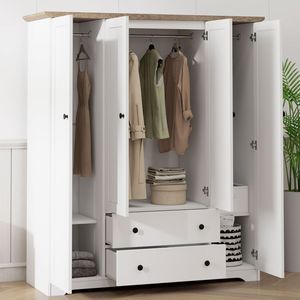 Armadio Bianco a 4 Ante con 2 Cassetti - Product Image 2