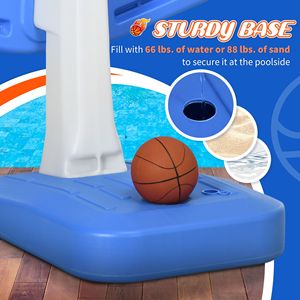 Canestro da basket per bordo piscina con palla e pompa per piscine interrate - Blu - Product Image 5