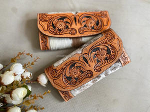 Nouvelle haute qualité nouvelle mode personnalisé en cuir usiné à la main portefeuille pour femmes en cuir de vachette véritable pochette sac à main porte-carte portefeuille - Product Image 3