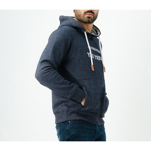 Pull à capuche imprimé décontracté pour hommes – Mélange de coton et polaire, capuche à cordon réglable, poche kangourou, streetwear automne-hiver - Product Image 4