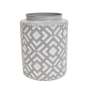 Vase en métal géométrique gris moderne The Vase Edit, hauteur 6,25 pouces, décoration de table faite à la main - Product Image 3