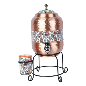 Pot à eau en cuivre pur martelé à la main de qualité supérieure, réservoir d'eau Matka en cuivre artisanal avec robinet anti-fuite pour la santé ayurvédique - Product Image 6