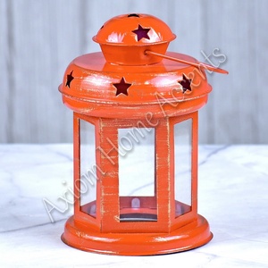 Lanterne décorative en métal gris pour Noël et la décoration de la maison Lanterne à bougie de style marocain faite à la main par Axiom Home Accents - Product Image 5