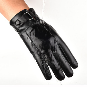 Fashion Winter Warm Waterproof <b>Men</b> Faux Leather Driving <b>Touch</b> <b>Screen</b> Black <b>Gloves</b> PU Leather <b>Gloves</b> - Product Image 4