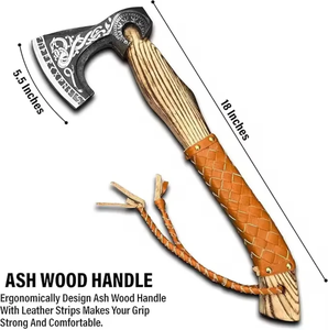 Hache de camping artisanale haut de gamme en acier au carbone avec manche en bois de frêne, outil de coupe de bois pour l'extérieur, vente en gros - Product Image 2