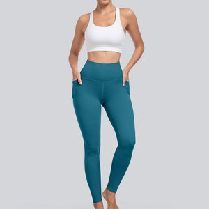 Legging de yoga pour femme à prix de gros, avec poches latérales, assorti à un haut tube, avec logo personnalisé, pour l'aérobic et le yoga - Product Image 4