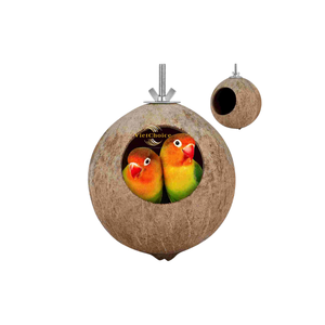 Nichoir pour oiseaux en forme de noix de coco, en bois naturel, rond, durable, pour petits oiseaux, toutes saisons, style simple - Product Image 5