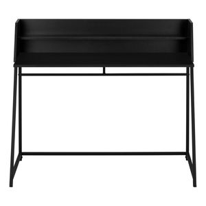 Contemporary Modern 48\"L Home Office Laptop <b>Computer</b> <b>Desk</b> with Storage Shelves in Black Laminate and Metal Black Finish - Product Image 6