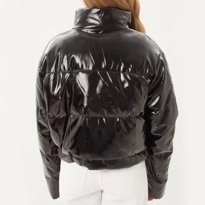 Black Polyester Breathable Quilted Jacket Women <b>Winter</b> Stand Collar Full Sleeve Zipper Closure Regular <b>Thick</b> Cotton Lined <b>Coat</b> - Product Image 6