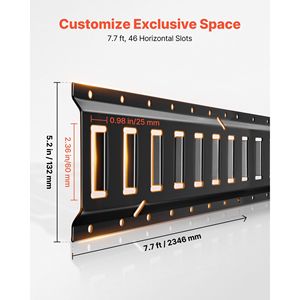 Kit de rails de fixation E-Track de 2,35 m (7,7 pi) avec 2 sangles à cliquet, 8 anneaux en O, 8 attaches de fixation et 8 embouts pour le contrôle de la cargaison dans les garages et les remorques - Product Image 4