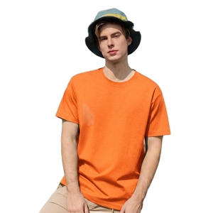 เสื้อยืดคอกลมแขนสั้นสีเหลืองสำหรับผู้ชาย ผ้าฝ้าย ทรงปกติ สวมใส่สบาย สีพื้น ผ้าเจอร์ซีย์ถัก ย้อมสีเรียบ - Product Image 3