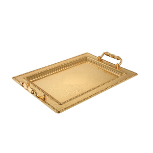 Plateau à thé marocain artisanal en cuivre, gravé, de luxe, avec poignées, en vente en gros – Nouvelle tendance - Product Image 3