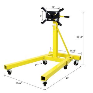 Sollevatore Idraulico Pieghevole da 900 kg per Riparazioni Auto, con Testa di Montaggio Regolabile a 360 Gradi, Carrello Sposta-Motore per Ricostruzione e Riparazione - Product Image 4
