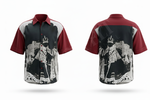 เสื้อเชิ้ตแขนสั้นพิมพ์ลายดีไซน์มงกุฎแบบกำหนดเอง ระบายอากาศได้ดี สำหรับผู้ชาย สไตล์วินเทจลำลอง เสื้อผ้า OEM ODM สำหรับงานปาร์ตี้ - Product Image 6