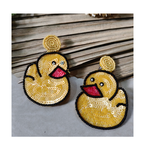 Pendientes de Aro con Cuentas Bordadas a Mano, Modernos y Elegantes, para Bodas, Fiestas y Eventos Festivos, Estilo Boho - Product Image 5