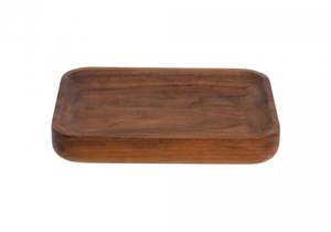 Bandeja de Servir Curva de Madera de Acacia Natural Ecológica Moderna, Plato Rectangular para Desayuno con Asa Integrada, Decorativa para Café - Product Image 5