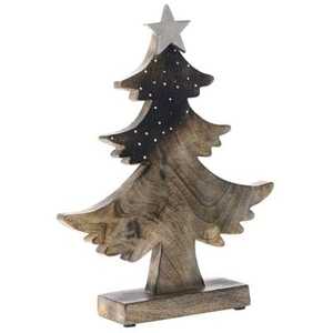 Décoration de Noël moderne en bois faite à la main, écologique, en forme d'arbre, ornement de table pour les fêtes, décoration de la maison - Product Image 1