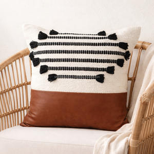 Handmade Bohemian Farmhouse Decorative Pillow Cover Luxury Boho Square Pattern Wool Silk Material Floor Use Inspired Moroccan - Product Image 1