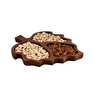 Plateau à fruits secs en bois, plateau de service en bois fait main, vaisselle décorative en bois naturel pour fruits secs, noix, collations, apéritifs, cuisine - Product Image 3