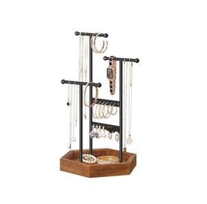 Industrial Style Metal Jewelry Stand Organizer With Black Finish And Sturdy Build For <b>Accessories</b> Storage - Product Image 1
