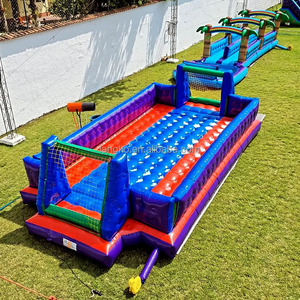Campo de fútbol inflable rojo y <span class=keywords><strong>azul</strong></span> dinámico | Vibrante equipo Color jabón fútbol Pitchkids campo de fútbol jabonoso precio barato - Product Image 3