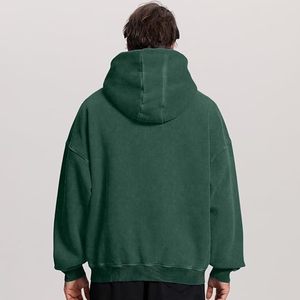 Sweat à capuche zippé délavé à l'acide, 100% coton, pour homme, style vintage, avec logo brodé personnalisé, vente en gros - Product Image 2