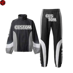Custom Streetwear Zip up Blank <b>Oversized</b> Reflective Waterproof Windproof Jacket and Track Pants <b>Jogger</b> Sets Nylon Tracksuit - Product Image 6