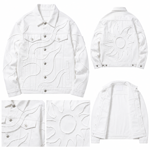 Veste en jean blanche OEM ODM |   Veste en jean streetwear personnalisée pour hommes |   Fabricant de vêtements - Product Image 6