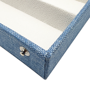 <b>Blue</b> Denim Eyeglasses <b>Storage</b> <b>Box</b> 6-Slot Rectangular Semi-Hard Case for eyeglasses display - Product Image 6