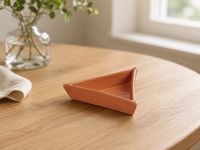 Assiette triangulaire marron 14,9 cm, en grès Zisha, assiette de service géométrique en céramique et porcelaine