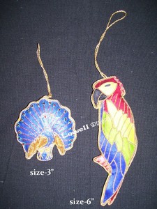 Décoration de Noël personnalisée en gros : Ornements suspendus Paon et Perroquet avec motifs brodés en tissu - Product Image 4