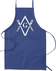 Delantal de Cocina Masónico con Diseño de Compás y Espadales - [Azul Marino] Dos Bolsillos Delanteros Anchos de 7 Pulgadas - Product Image 2
