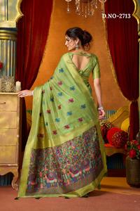 Sari de Seda de Última Moda, Atractivo y Espectacular, con Diseño Impreso, Fabricante de la India a Precio de Mayoreo - Product Image 3