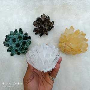 All multi color <b>crystal</b> stone <b>cluster</b> <b>Crystal</b> Quartz <b>Cluster</b> Flower Shape Decorative Stone Collection Home Decoration Polished - Product Image 4